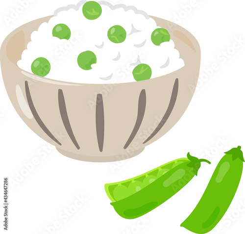 豆ごはんとエンドウ豆