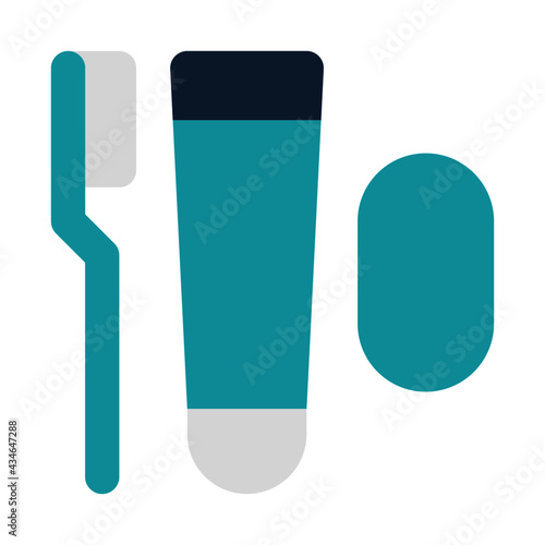 icon toiletries using flat style and blue color dominate