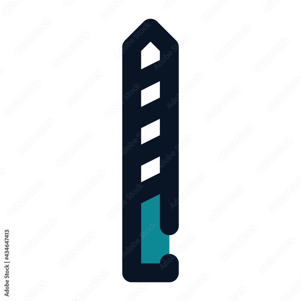 icon drill bit using filled line style and blue color