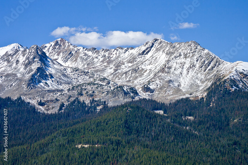 Teepee Mountain and Mt. Richthofen in the Never Summer Range, Rocky Mountain National Park west of the Continental Divide, Colorado