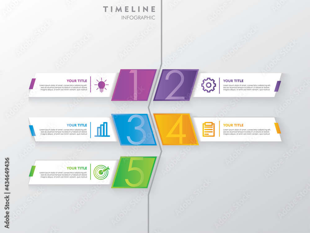 Timeline Infographics Design Vector, Workflow Layout, Diagram, Annual Report, Web Design. 5 Options, Steps or Processes of Business Concept
Timeline Infographics Design Vector, Workflow Layout, Diagram, Annual Report, Web Design. 5 Options, Steps or Processes of Business Concept