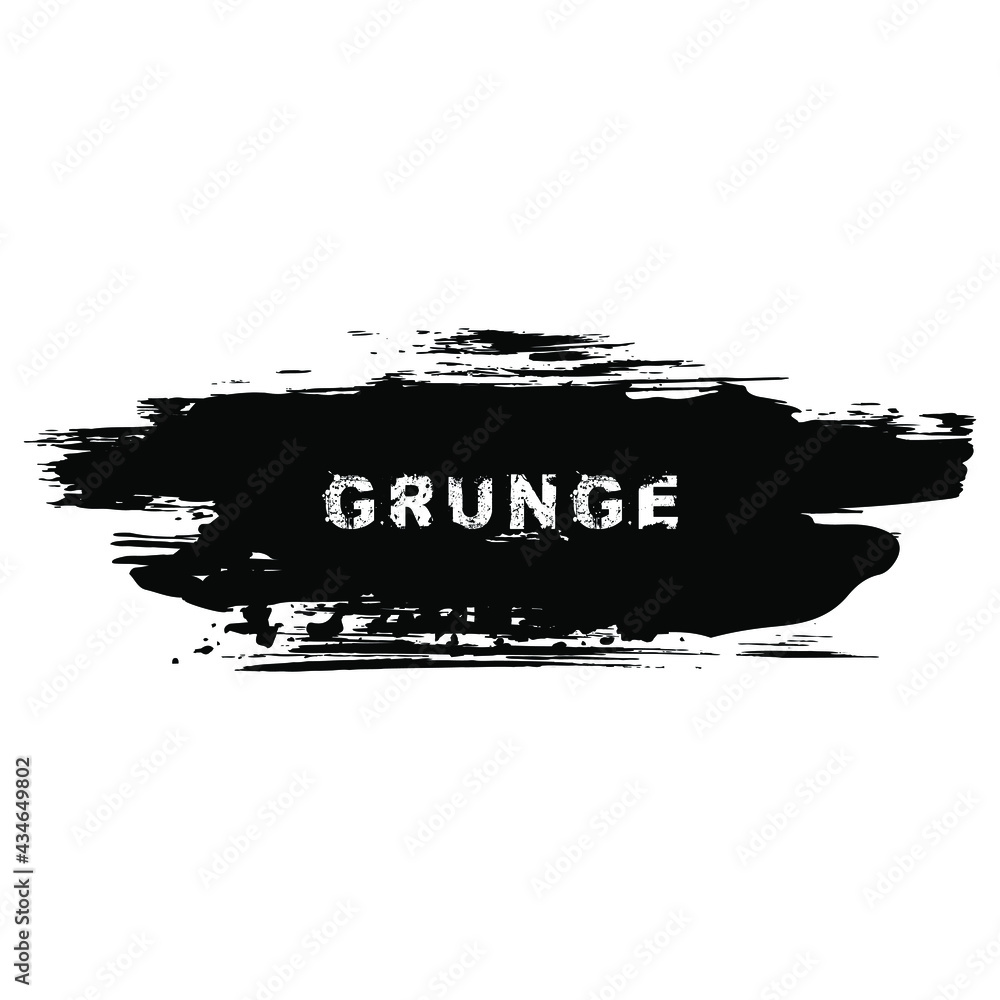 Black vector grunge banner. Distress vector texture. Isolated. Trendy shape for badges, emblems, frames, labels and stamps. Paintbrushes strokes