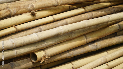 Stack of bamboo sticks. The color is brownish yellow