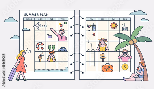 Travel diary concept poster. flat design style minimal vector illustration.