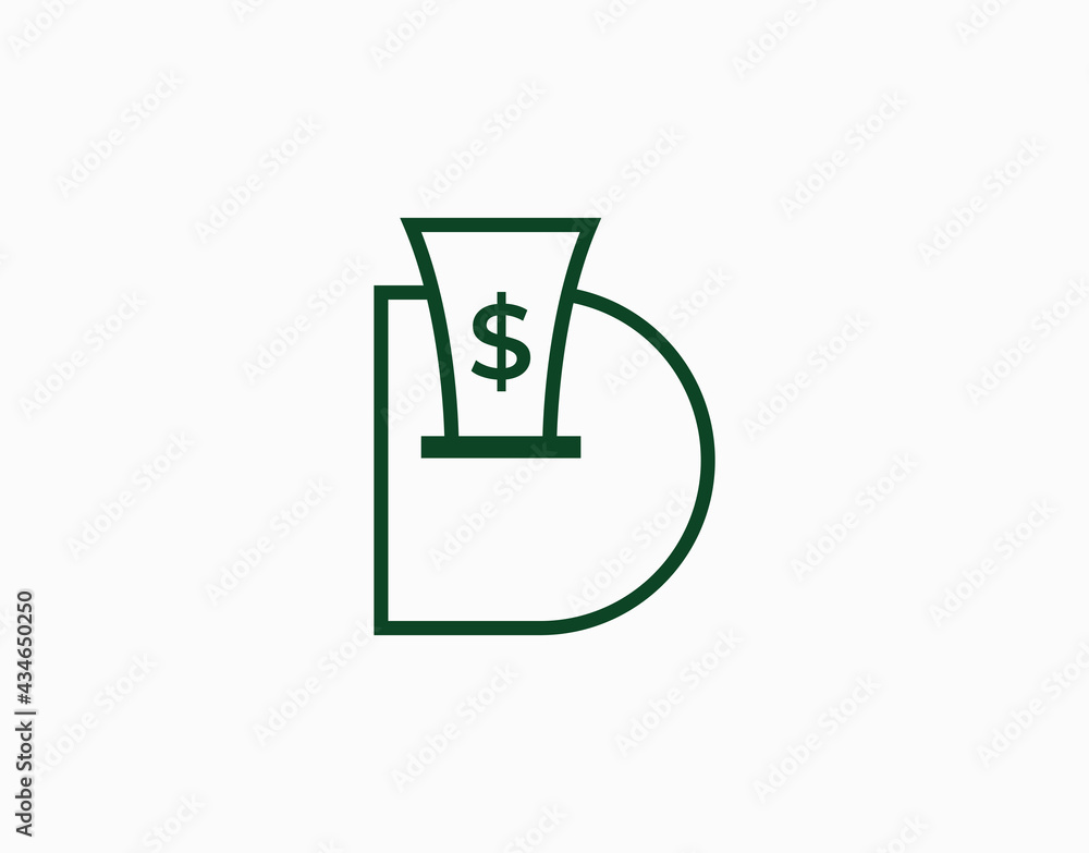 D Letter Initial abstract bills, currency Logo Design Template. Business, Company, Corporate, Financial Icon Line Art Vector D Letter Initial abstract bills, currency Logo Design Template. Business, Company, Corporate, Financial Icon Line Art Vector