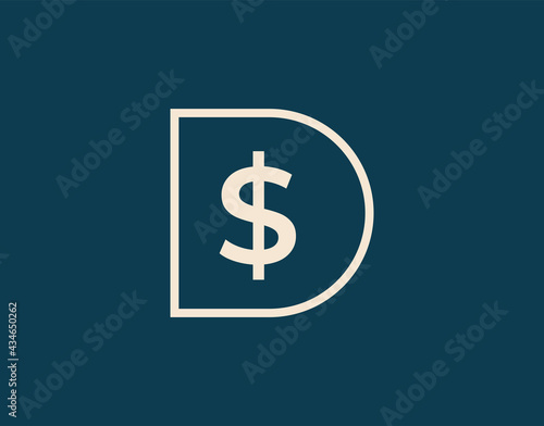 D Letter Initial us dollar sign Logo Design Template. Business, Company, Corporate, Financial Icon Line Art Vector