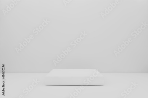 Tableau sur toile white 3d square empty pedestal platform for display show and place for presentat