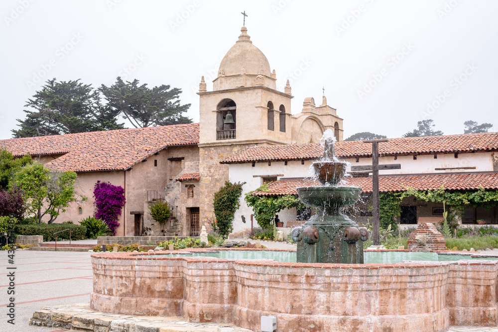 Courtyard of Carmel Mission, Monterey, California Mission San Carlos Borromeo del Río Carmelo