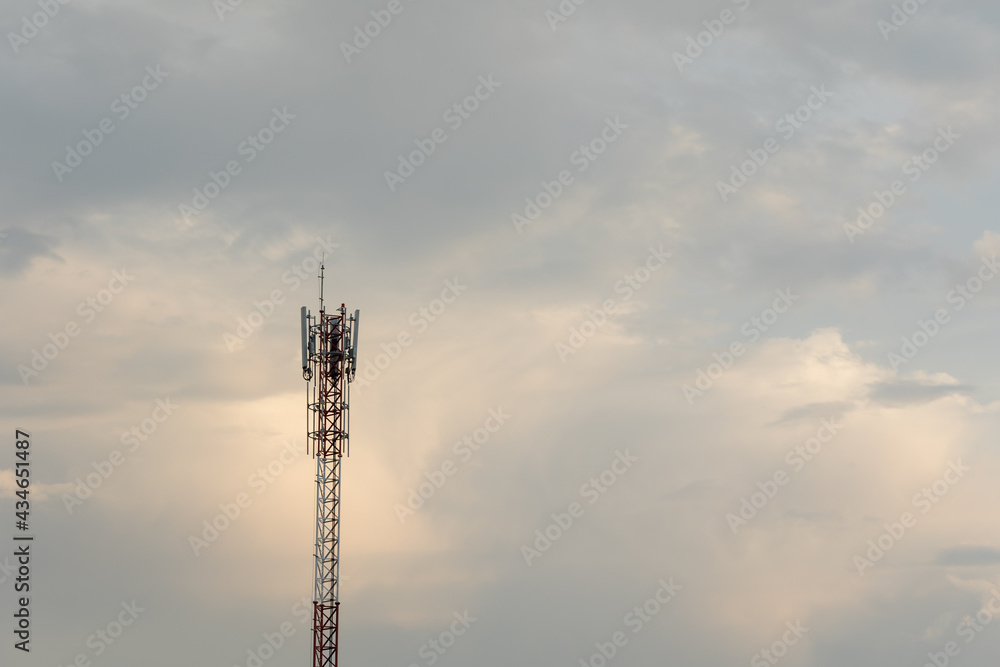 Mobile phone tower silhouette with evening sky. Mobile phone tower silhouette with evening sky.