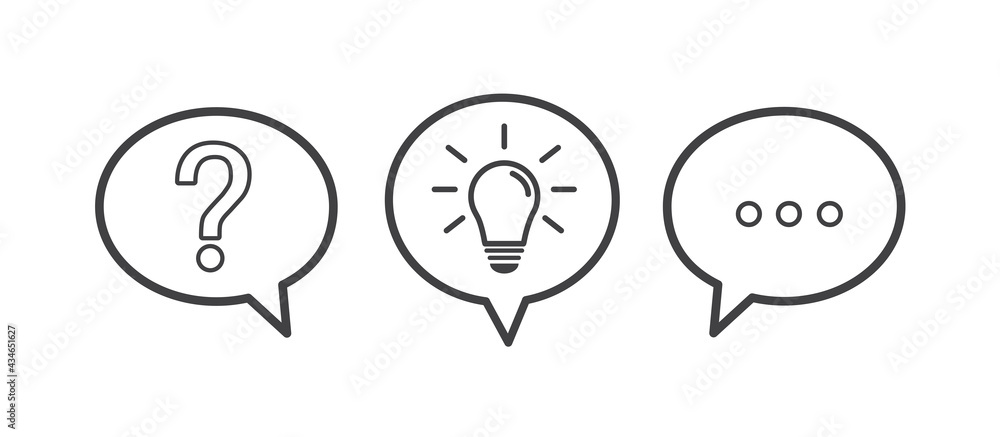 Question mark icon. Speech Bubble icon. Help symbol. Creative idea and inspiration. Vector illustration. Question mark icon. Speech Bubble icon. Help symbol. Creative idea and inspiration. Vector illustration.