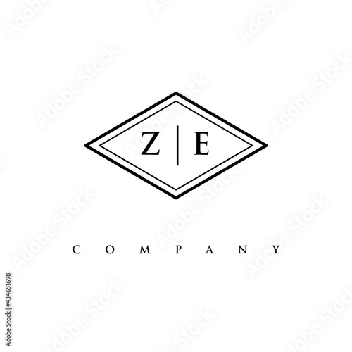 initial ZE logo design vector