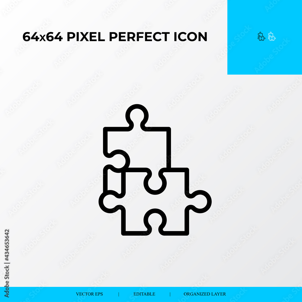 Problem solving and Solution Icon Concept. Piece of Puzzle Jigsaw. 64x64 vector line icon style. Problem solving and Solution Icon Concept. Piece of Puzzle Jigsaw. 64x64 vector line icon style.