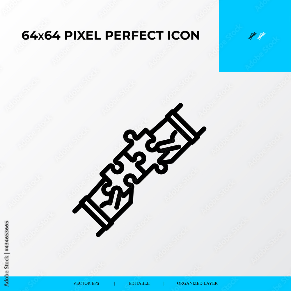 Problem solving and Solution Icon Concept. Connecting two jigsaw puzzle pieces. 64x64 vector line icon style. Problem solving and Solution Icon Concept. Connecting two jigsaw puzzle pieces. 64x64 vector line icon style.