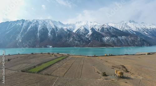 aerial view of Ranwu lake and snow mountain landscape © chungking