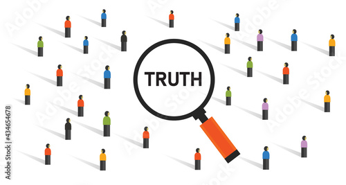 find truth society people magnifying glass looking search discover true answer