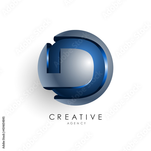 Letter D 3d design circle logo template for business and corporate identity