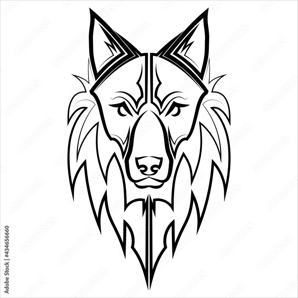 Fototapeta premium Black and white line art of wolf head Good use for symbol mascot icon avatar tattoo T Shirt design logo or any design you want