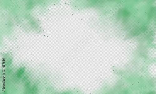 Green fog or smoke. Green dust with particles. Smoke or dust isolated on transparent background. Abstract mystical gas. Vector illustration.