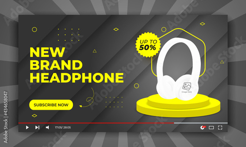 product channel thumbnail or headphone sale web banner template