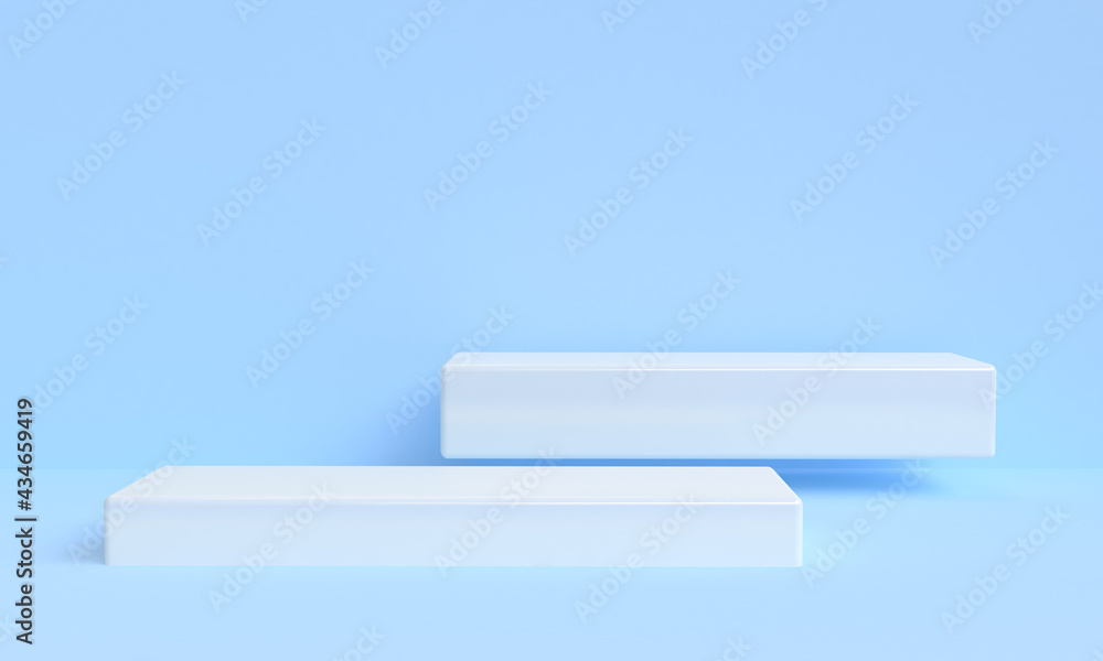Blue Minimal style 3D Render Mockup Background, Blank shelf stand for showing product. Blue Minimal style 3D Render Mockup Background, Blank shelf stand for showing product.