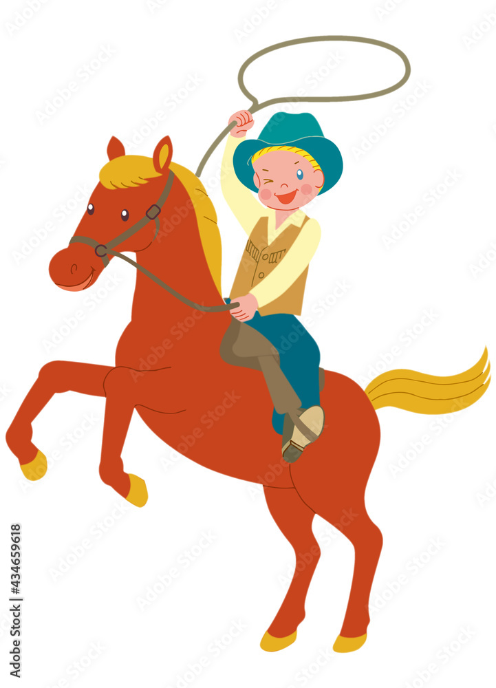 A cowboy spinning a rope on a horse A cowboy spinning a rope on a horse
