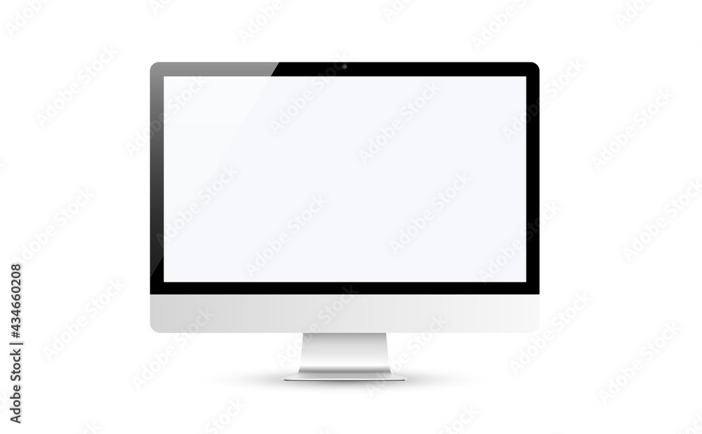 Realistic Modern Monitor Design. Vector Illustration. Mock Up Isolated On White Realistic Modern Monitor Design. Vector Illustration. Mock Up Isolated On White