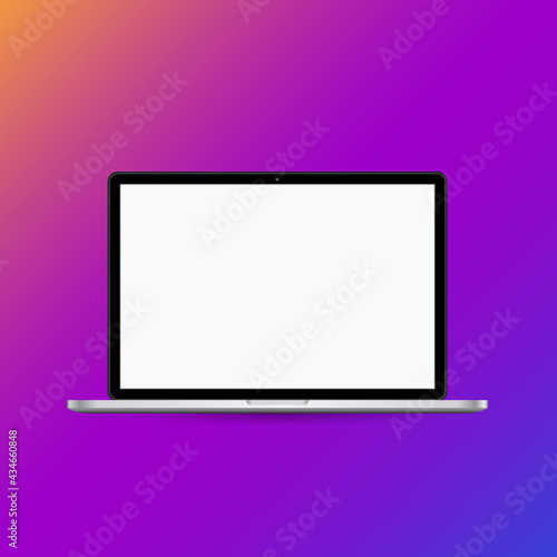 Modern laptop computer vector mockup isolated on background.