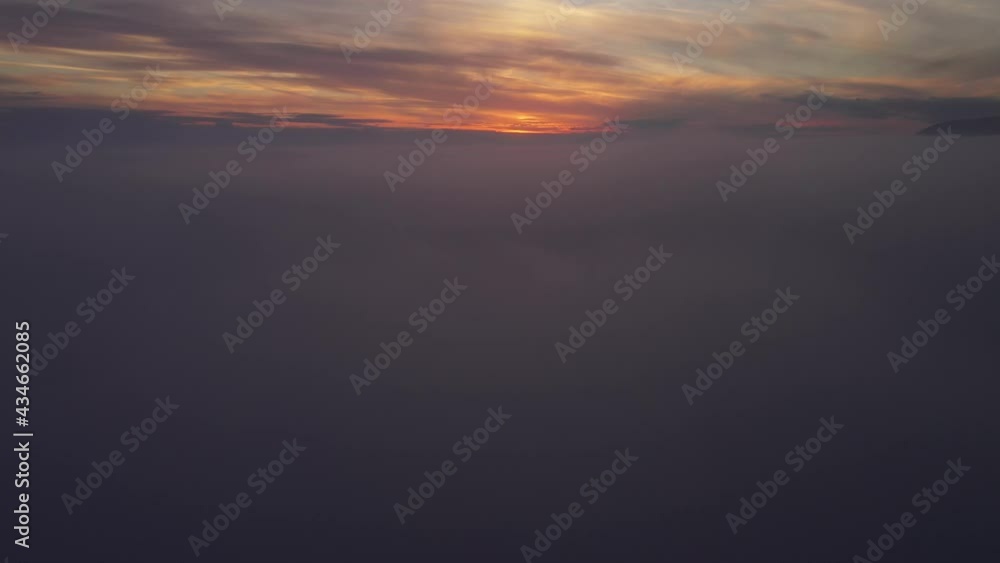 Dramatic Sunset With Sea Of Clouds And Fog. - aerial Dramatic Sunset With Sea Of Clouds And Fog. - aerial
