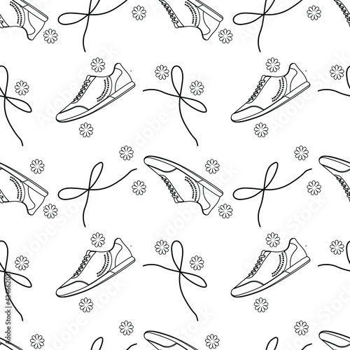 seamless pattern design of men's shoe sketch illustration. black texture. white background. designs for wallpapers, backgrounds, covers, and prints on fabric. vector illustration