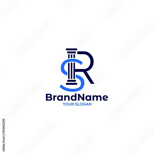 SR Pillar Logo Design Vector