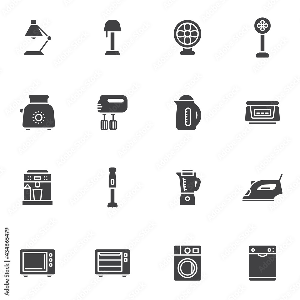 Household devices vector icons set Household devices vector icons set