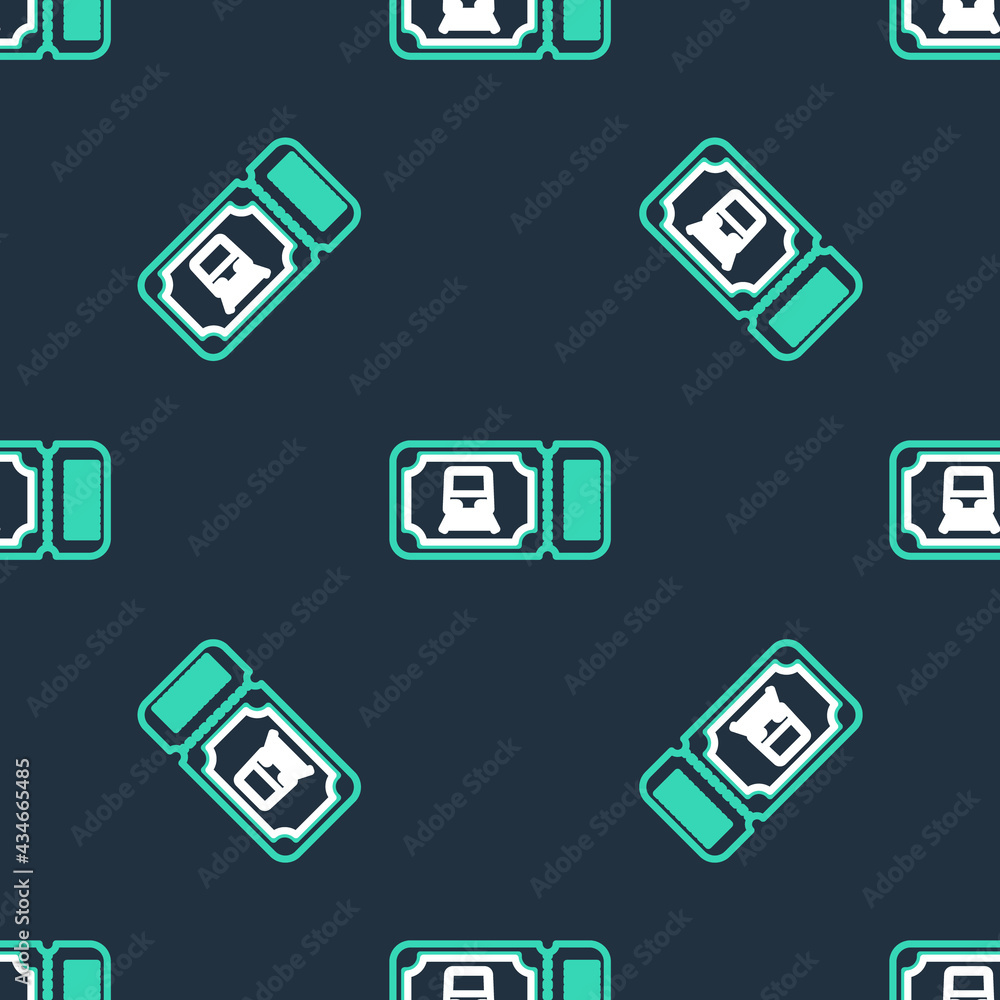 Line Train ticket icon isolated seamless pattern on black background. Travel by railway. Vector Line Train ticket icon isolated seamless pattern on black background. Travel by railway. Vector