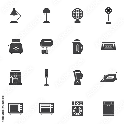Household devices vector icons set