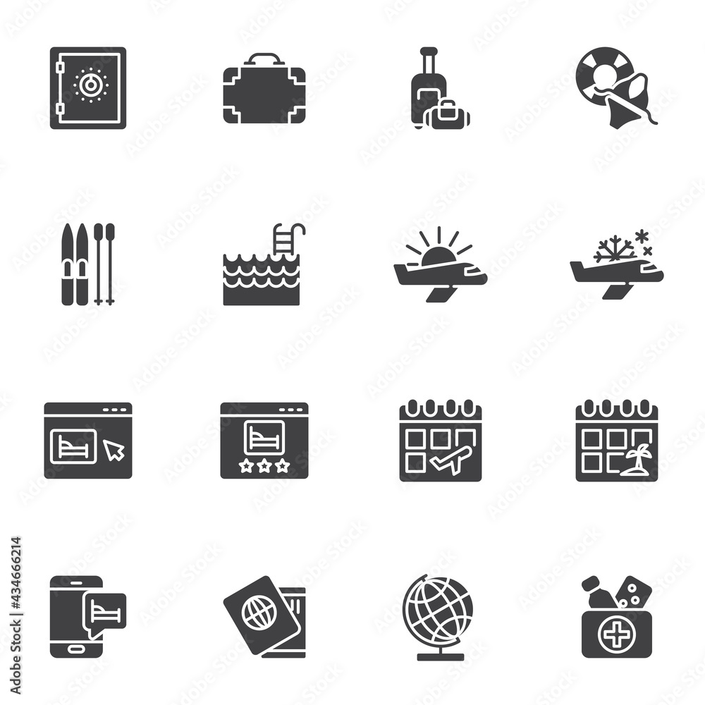 Travel agency service vector icons set Travel agency service vector icons set