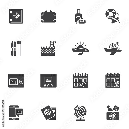 Travel agency service vector icons set