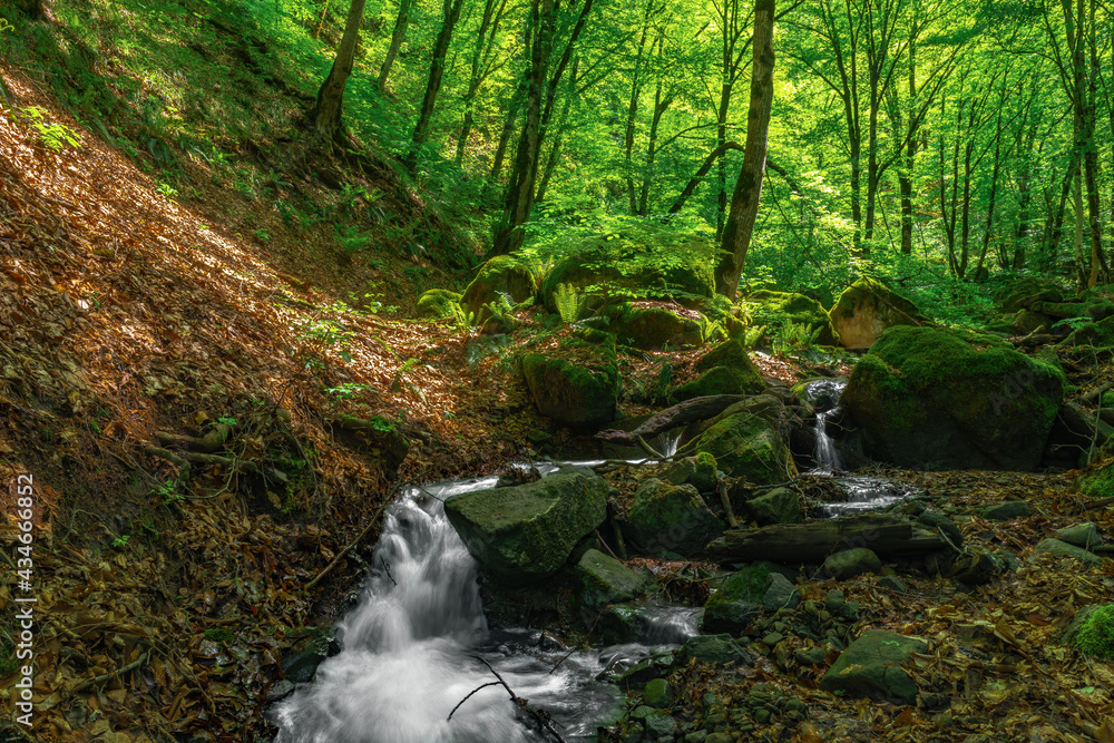 Beautiful waterfall in the green forest Beautiful waterfall in the green forest