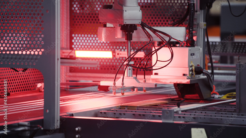 Modern automatic machine line of cardboard box. Conveyor line for the production Manufacture of