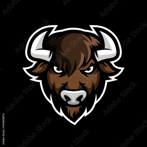 Bison Mascot Logo, Gaming Esport Logo Design Template Inspiration, Vector Illustration