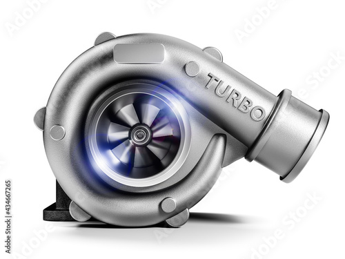 Automobile turbo. Turbocharger car auto part 3D photo