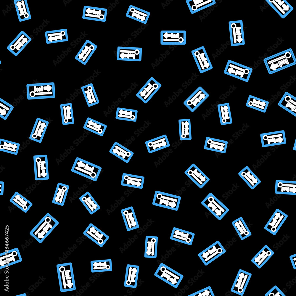Line Meteorology thermometer measuring heat and cold icon isolated seamless pattern on black background. Thermometer equipment showing hot or cold weather. Vector Line Meteorology thermometer measuring heat and cold icon isolated seamless pattern on black background. Thermometer equipment showing hot or cold weather. Vector