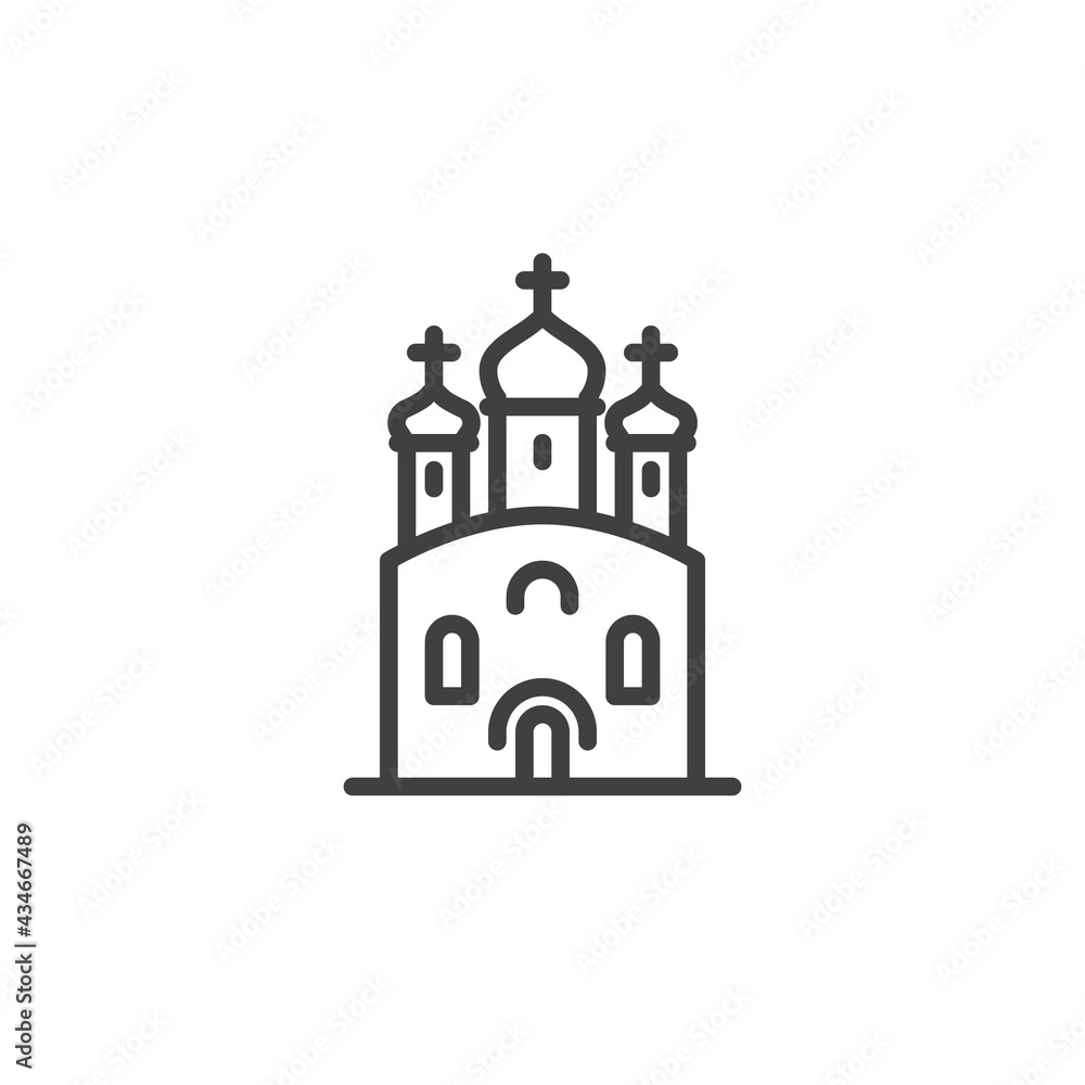 Church with domes line icon