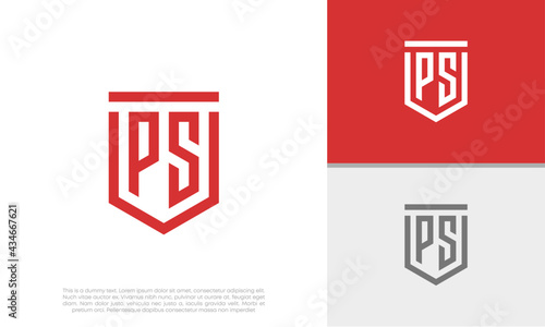 Initials PS logo design. Initial Letter Logo. Shield logo.
