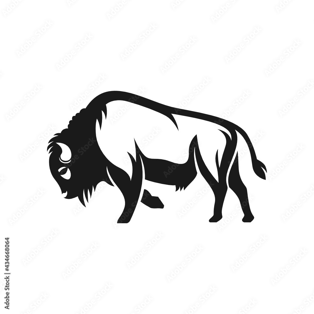 Fototapeta premium Black Bison Vector, Illustration, Silhouette
