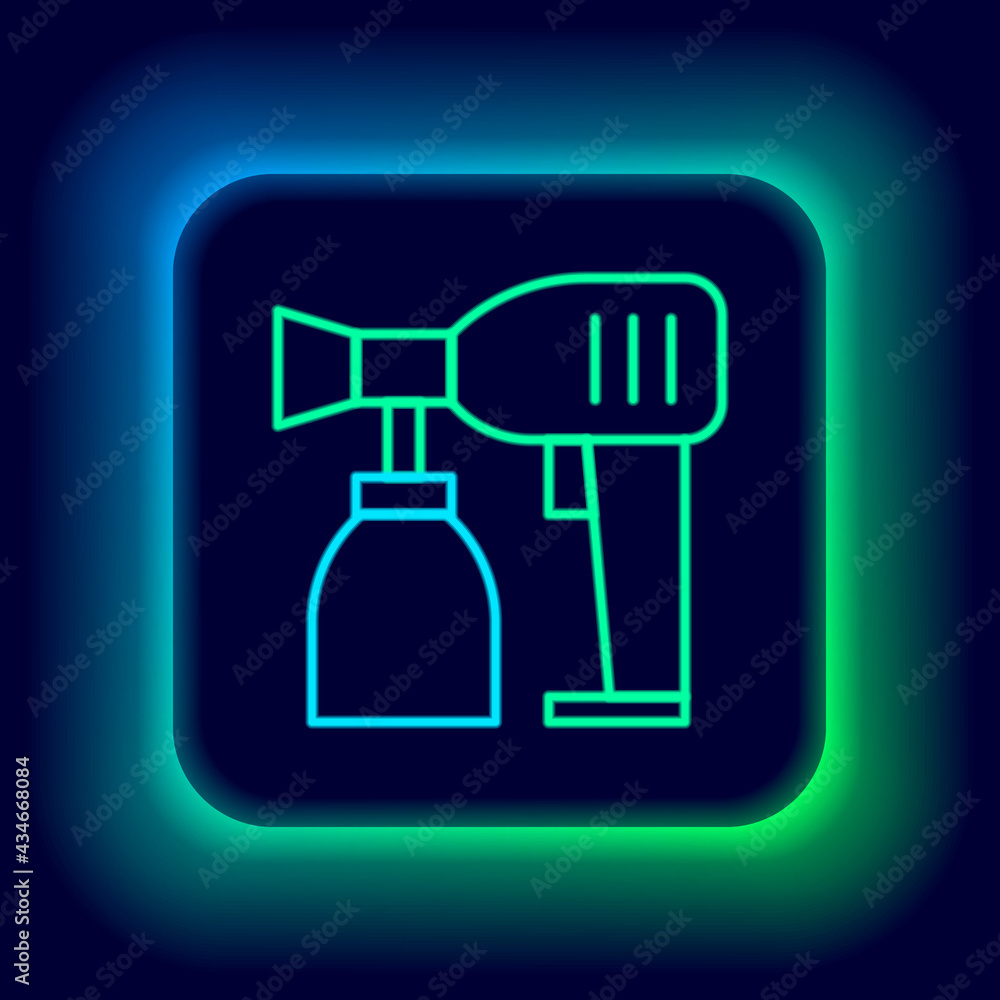 Glowing neon line Paint spray gun icon isolated on black background. Colorful outline concept. Vector Glowing neon line Paint spray gun icon isolated on black background. Colorful outline concept. Vector