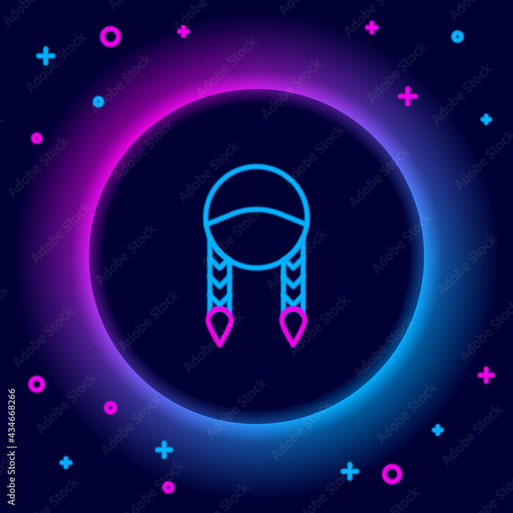 Glowing neon line Braid icon isolated on black background. Colorful outline concept. Vector Glowing neon line Braid icon isolated on black background. Colorful outline concept. Vector