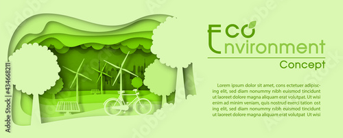 World Environment and economy concept's poster campaign in paper cut style and banner vector design.