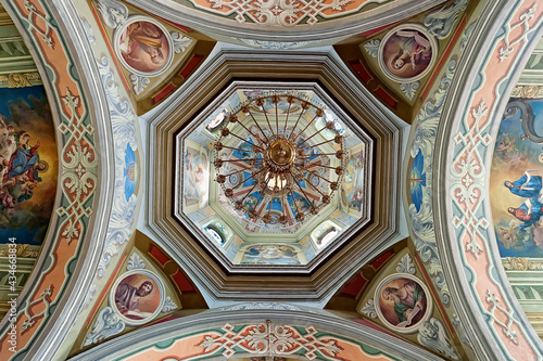 Ceiling of Church of St. Nicholas of the Krekhiv monastery in Krekhiv, Lviv district, Ukraine