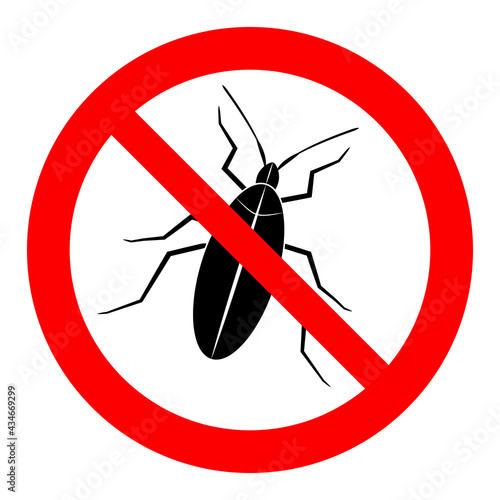 Pest control sign, no bug insect sign, vector illustration
