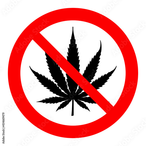 No marijuana or cannabis sign, vector illustration