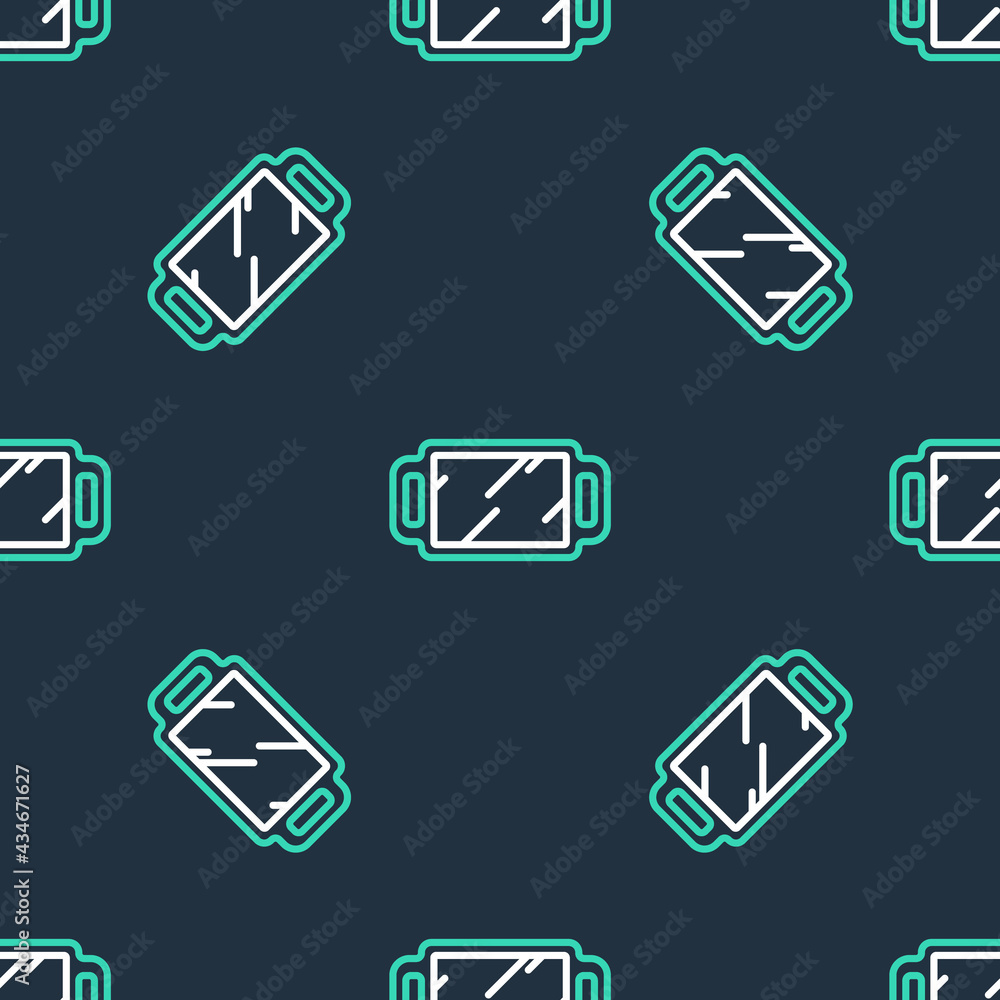 Line Hand mirror icon isolated seamless pattern on black background. Vector Line Hand mirror icon isolated seamless pattern on black background. Vector